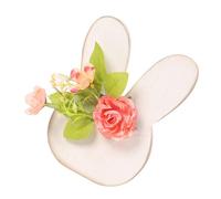 amangul Statuette de lapin de Pâques en bois avec nœud de fleurs, centres de table, décoration de table pour maison de campagne (3)