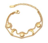 amangul Sun Designs Double Couche en Acier Inoxydable Bijoux À Main Adaptés À Un Usage Quotidien Et À Un Offrant des Bijoux Design Soleil Et Lune