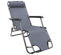 AMANKA Chaise Longue Inclinable Pliante en Acier - 153x60 Cm - avec Appuie Tête Réglable Repose Jambes Dossier Ajustable - pour Jardin Terrasse Camping Balcon - Charge Maximale 100 Kg