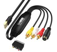 AMANKA Convertisseur VHS Numérique,Carte de Capture Vidéo USB, Enregistreur deTransfert Audio Vidéo RCA AV vers USB, pour PC, caméra DV, DSLR, DVD, Compatible avec Windows et Mac OS.