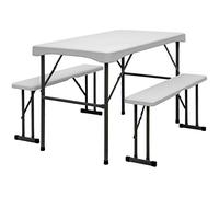 AMANKA Ensemble de 2 Tables à bière en Plastique pour 4 Personnes 112 x 61 cm Blanc
