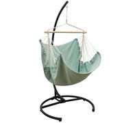 AMANKA Fauteuil suspendu avec armature - 210 cm - Avec support et fauteuil de relaxation XL - Balançoire de jardin pour adultes - Fauteuil de jardin, de balcon, à bascule