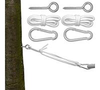 AMANKA Kit d'Accrochage Hamac - Ensemble Complet Inclus Cordes Mousquetons Vis Anneaux - Charge Maximale 160 Kg Installation Simple et Securisée - accesoire de Suspension Jardin Terrasse Camping