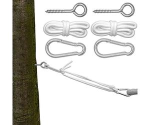 AMANKA Kit d'Accrochage Hamac - Ensemble Complet Inclus Cordes Mousquetons Vis Anneaux - Charge Maximale 160 Kg Installation Simple et Securisée - accesoire de Suspension Jardin Terrasse Camping