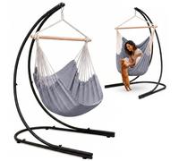 AMANKA XXL Fauteuil Suspendu Jardin avec Support - 210cm Support Hamac Chaise - 185x130cm Chaise Suspendue Exterieur - Support Chaise Suspendu - Fauteuil a Suspendre Fauteuil Relax Chaise d'Exterieur