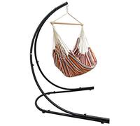 AMANKA XXL Fauteuil Suspendu Jardin avec Support - 210cm Support Hamac Chaise - 185x130cm Chaise Suspendue Exterieur - Support Chaise Suspendu - Fauteuil a Suspendre Fauteuil Relax Chaise d'Exterieur