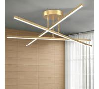 Amansour Plafonnier LED Design Moderne Croisé Doré, 24W 2400LM Éclairage Économe en Énergie, Lumière Blanche Froide 6000K, Luminaire Polyvalent pour Salon, Salle à Manger, Bureau et Chambre à Coucher