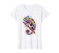 Amant de lézard caméléon coloré T-Shirt Graphique avec Valeur, Femme, Blanc, XS