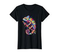 Amant de lézard caméléon coloré T-Shirt Graphique avec Valeur, Femme, Noir, XL