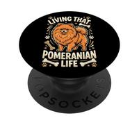 Amant De Poméranie Pom Dog Spitz Propriétaire De Chien PopSockets PopGrip Adhésif