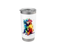 Amant De Singe Coloré Splash Art Singes Chimpanzés Singes Gobelet isotherme en acier inoxydable double paroi