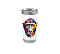 Amant De Singes Pop Art Coloré Singes Chimpanzés Singes Gobelet isotherme en acier inoxydable double paroi