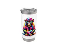 Amant De Singes Pop Art Coloré Singes Chimpanzés Singes Gobelet isotherme en acier inoxydable double paroi