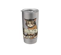 Amant des chats drôle sarcastique introverti humour Totally Fine Mood Gobelet isotherme en acier inoxydable double paroi
