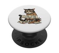 Amant des Chats drôle Sarcastique introverti Humour Totally Fine Mood PopSockets PopGrip Adhésif