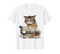 Amant des Chats drôle Sarcastique introverti Humour Totally Fine Mood T-Shirt