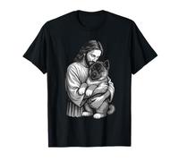 Amant des chiens américains Akita et Jésus Foi chrétienne T-Shirt