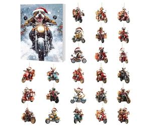 Amant des chiens de l'Avent de Noël 2025 Calendrier de compte à rebours 24 jours Décoration acrylique 2D Pour chien ou moto Pour maison, arbre, mur, porte fenêtre, cadeaux