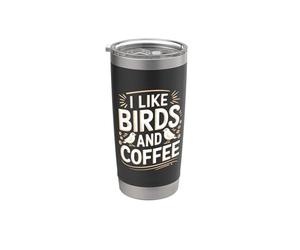 Amant du café amusant qui observe les oiseaux Gobelet isotherme en acier inoxydable double paroi