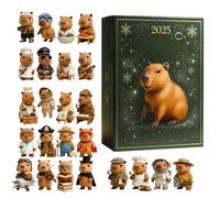 Amant du Capibara de l'Avent de Noël, décoration acrylique 2D 24 jours - Calendrier de l'Avent Capibara | pour adultes, maison, voiture, fêtes de Noël et