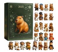 Amant du Capibara de l'Avent de Noël, décoration animale acrylique 2D 24 jours - Calendrier de compte à rebours de Noël Capibara, pour adultes, maison, voiture, fêtes de Noël et