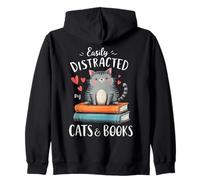 Amant félin Mignon et Amusant Facilement distrait par Les Chats et Les Livres Sweat à Capuche