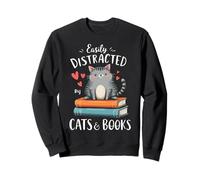 Amant félin Mignon et Amusant Facilement distrait par Les Chats et Les Livres Sweatshirt