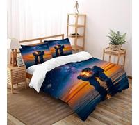 Amants interstellaires Literie en Art 3D Imprimé Microfibre avec Fermetures Éclair pour Adultes King（220x240cm）
