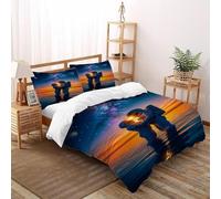 Amants interstellaires Literie en Art 3D Microfibre avec Taies d'oreiller Filles Double（200x200cm）