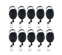 Amaoma 10 Pièces Porte Badge Enrouleur Portes-Clés Rétractable Badge Reel Clip Attache Ceinture Mousqueton Ressort Portes-clés Durable Enrouleur Longueur 60 cm, Mousqueton Porte Clé Noir