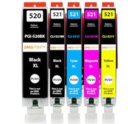 Amaprint 5 XL Cartouches Compatible avec Canon PGI 520 CLI 521 pour Pixma IP3600 IP4600 IP4700 MP540 MP550 MP560 MP620 MP630 MP640 MX860 MX870