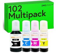 Amaprint Encre compatibles avec Epson 102 pour EcoTank ET-4850 ET-2850 ET-2856 ET-3850 ET-4856 ET-15000 (4 Bouteilles d'encre de 1x127ml, 3x70ml)