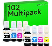 Amaprint Encre compatibles avec Epson 102 pour EcoTank ET-4850 ET-2850 ET-2856 ET-3850 ET-4856 ET-15000 (8 Bouteilles d'encre de 2x127ml, 6x70ml)