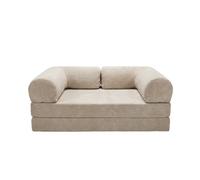 AMARA - Canapé droit convertible velours côtelé 3 places Beige