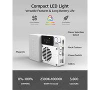 Amaran Ace 25C Lumière Led Rgbww Full Color - Kits, 32W Lumière Vidéo On-Camera, 2300K-10000K, 5908 Lux @ 0,5M, Charge Rapide Usb-C, Montage Magnétique, Contrôle Via L'App Amaran Sans Fil - [Z4641]
