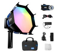 Amaran Ray 120c 120W, Lampe vidéo RGB Ultra-compacte - 6 850 lux, IRC 95+ | Température de Couleur 1 800 K - 20 000 K, avec Softbox Octogonale de 30 cm pour Studio, Streaming et éclairage en Extérieur