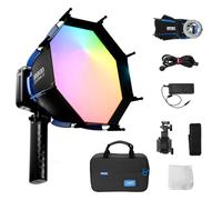 Amaran Ray 60c 60W Lampe Vidéo RGB Ultra-compacte - 3910 lux, IRC 95+ | CCT 1 800 K - 20 000 K, Contrôle par Application avec Softbox Octa Dome 30 cm pour éclairage Studio/Streaming/Extérieur