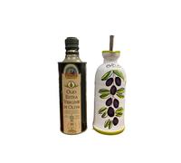 Amarcord La Romagna Huile d'olive extra vierge obtenue à froid 100% italienne 500 ml+ Huilier en céramique fait et peint à la main
