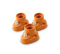 AMARCORDS - 3 Appliques en porcelaine avec bouton, prise E27, base avec interrupteur, douille vintage de couleur ORANGE