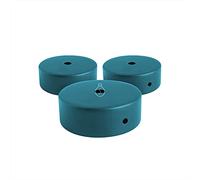 AMARCORDS - 3 Auvents de plafond en métal, cache fil pour lustre couleur BLEU PÉTROLE, boîtier de lampe complet avec accessoires serre-câbles, vis et support de plafond. Diamètre 77mm hauteur 26mm