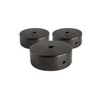 AMARCORDS - 3 Auvents de plafond en métal, cache fil pour lustre couleur GRIS ACIER, boîtier de lampe complet avec accessoires serre-câbles, vis et support de plafond. Diamètre 77mm hauteur 26mm