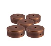 AMARCORDS - 5 Auvents de plafond en métal, cache fil pour lustre couleur BRONZE, boîtier de lampe complet avec accessoires serre-câbles, vis et support de plafond. Diamètre 77mm hauteur 26mm