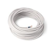 Amarcords - Câble électrique textile couleur BLANC, rond, coton, 10 mètres, à 2 brins 2x0,75 - Fil vintage en tissu coloré, pour lampes, lustres, appliques et abat-jours.