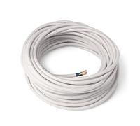 Amarcords - Câble électrique textile couleur BLANC, rond, coton, 50 mètres, avec mise à la terre 3x0,75 - Fil vintage en tissu coloré, pour lampes, lustres, appliques et abat-jours.