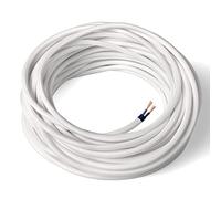 Amarcords - Câble électrique textile couleur BLANC, rond, soie, 10 mètres, à 2 brins 2x0,75 - Fil vintage en tissu coloré, pour lampes, lustres, appliques et abat-jours.