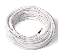 Amarcords - Câble électrique textile couleur BLANC, rond, soie, 3 mètres, avec mise à la terre 3x0,75 - Fil vintage en tissu coloré, pour lampes, lustres, appliques et abat-jours.