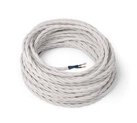 Amarcords - Câble électrique textile couleur BLANC, torsadé, coton, 3 mètres, à 2 brins 2x0,75 - Fil vintage en tissu coloré, pour lampes, lustres, appliques et abat-jours.