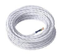 Amarcords - Câble électrique textile couleur BLANC, torsadé, soie, 20 mètres, avec mise à la terre 3x0,75 - Fil vintage en tissu coloré, pour lampes, lustres, appliques et abat-jours.