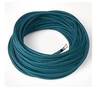 Amarcords - Câble électrique textile couleur BLEU PÉTROLE, rond, soie, 20 mètres, à 2 brins 2x0,75 - Fil vintage en tissu coloré, pour lampes, lustres, appliques et abat-jours.