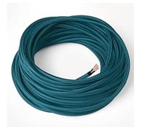 Amarcords - Câble électrique textile couleur BLEU PÉTROLE, rond, soie, 20 mètres, avec mise à la terre 3x0,75 - Fil vintage en tissu coloré, pour lampes, lustres, appliques et abat-jours.